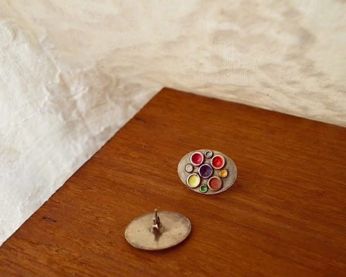 Navrathna Oval Ear Posts