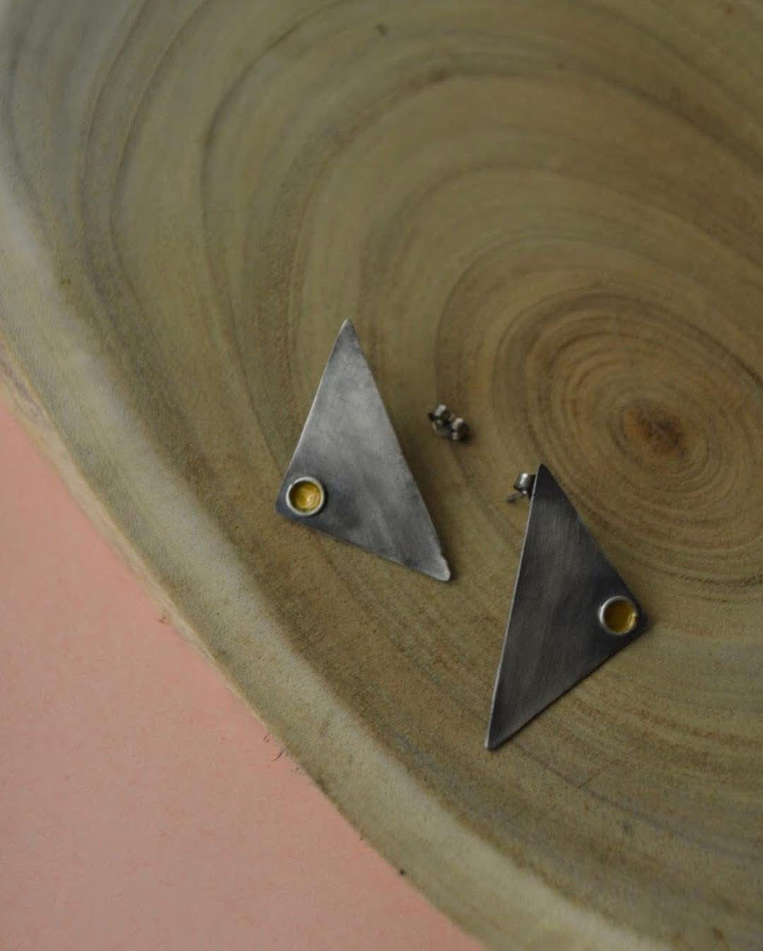Geometric Patina Ear Posts