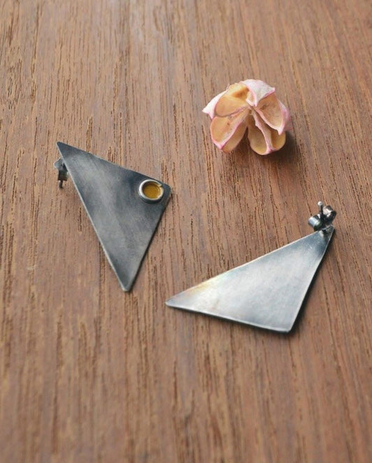 Geometric Patina Ear Posts