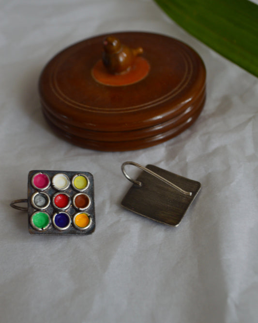 Navrathna Square Earrings