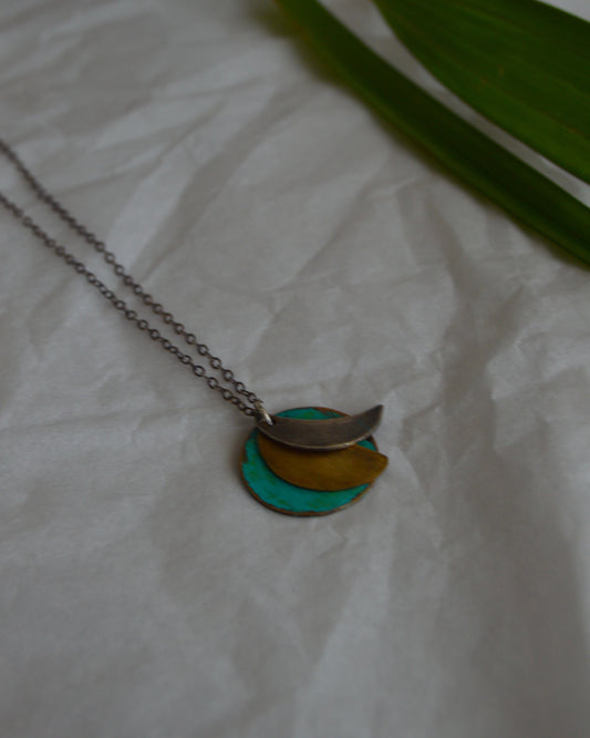 Mixed Metal Luna Patina Necklace