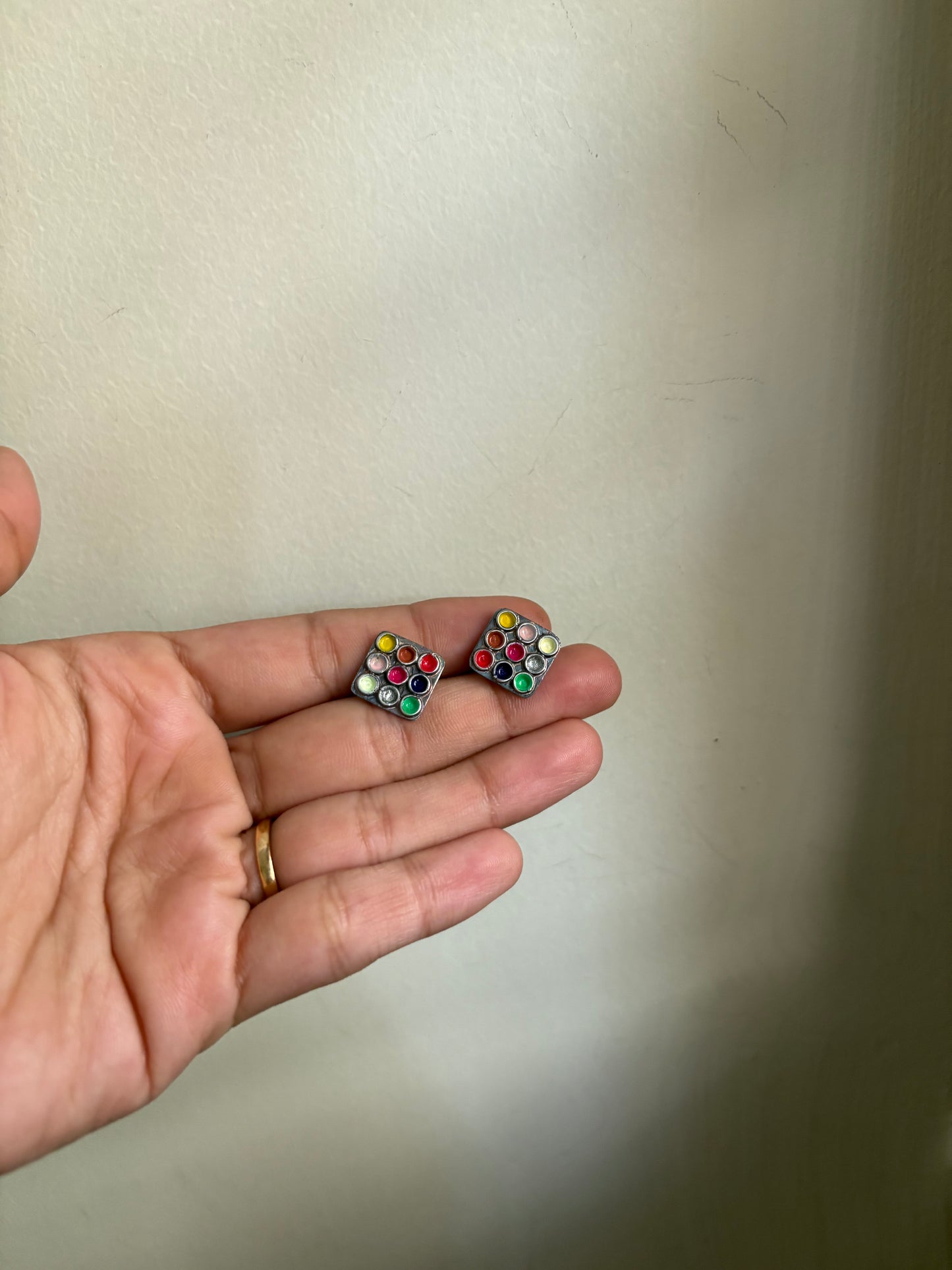 Navrathna Square Small Ear Posts