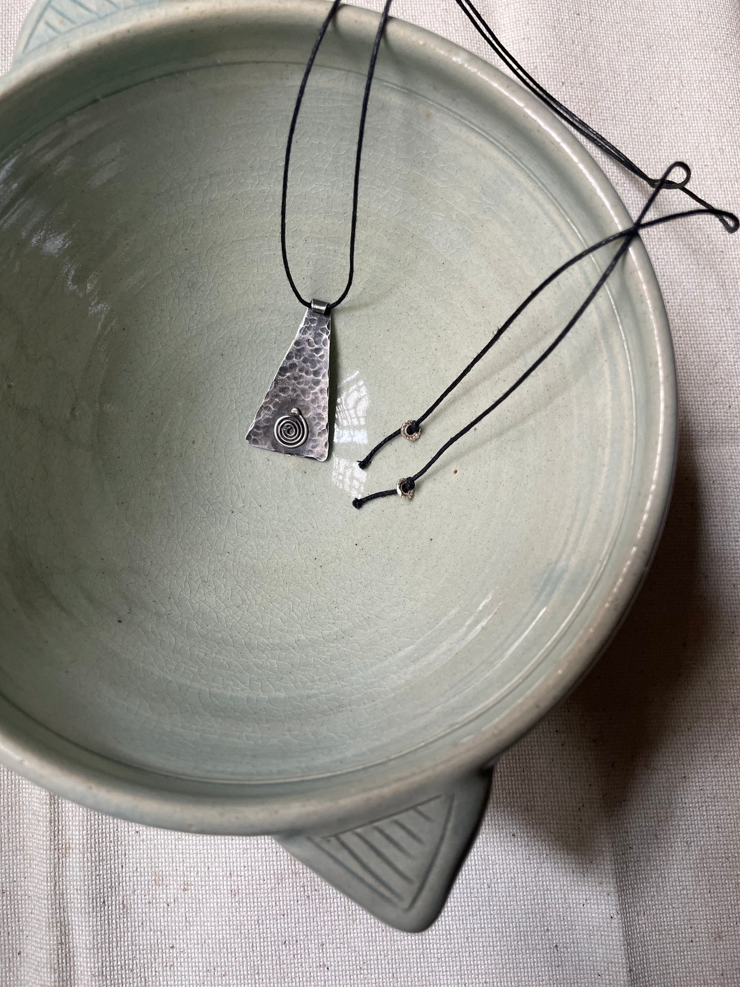 Hammered Pendant Cord Necklace